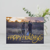 モダンエレガント金ゴールドのファンキー写真 箔シーズンカード (立ち正面)