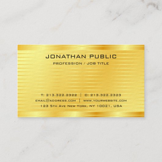 モダンエレガント金ゴールドは上質で厚い 名刺 (裏面)