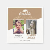 モダンエレガント金ゴールドオーナメント2写真卒業 スタンダードカクテルナプキン (正面)