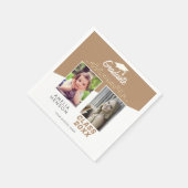 モダンエレガント金ゴールドオーナメント2写真卒業 スタンダードカクテルナプキン (角)