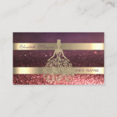 モダンエレガント金ゴールドグリッタードレストライプのス 名刺 (正面)