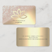 モダンエレガント金ゴールドグリッター《写真》ぼけ味グラデーション金ゴールドロータス 名刺 (正面/裏面)