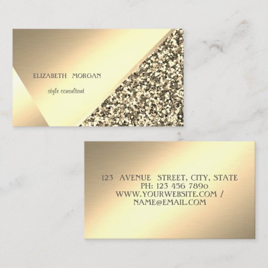 モダンエレガント金ゴールドグリッター、幾何学模様、抽象芸術 名刺 (正面/裏面)