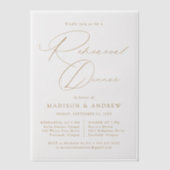 モダンエレガント金ゴールドスクリプトのリハーサル ベラム紙招待状 (正面)