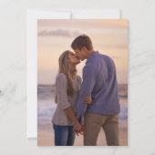 モダンエレガント金ゴールドスクリプトハート写真結婚の 招待状 (裏面)