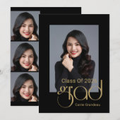 モダンエレガント金ゴールドスクリプト4Photo Graduation Party 招待状 (正面/裏面)