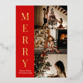 モダンエレガント金ゴールドスクリプトMerry Christmas Photo 箔シーズンカード (正面)