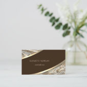 モダンエレガント金ゴールドストライプ、大理石石 名刺 (スタンド正面)