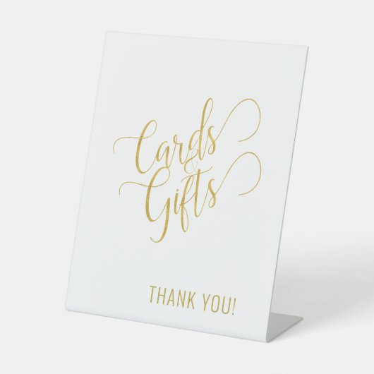 モダンエレガント金ゴールドタイポグラフィカード 台座サイン (正面)