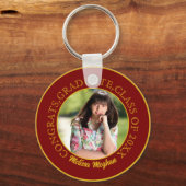 モダンエレガント金ゴールドタイポグラフィ大学院写真プレゼント キーホルダー (正面)