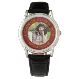 モダンエレガント金ゴールドタイポグラフィ大学院写真プレゼント 腕時計