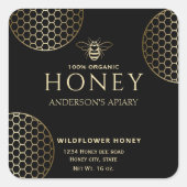 モダンエレガント金ゴールドハミツバミミツバチ スクエアシール (正面)