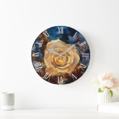 モダンエレガント金ゴールドバラ ラージ壁時計 (ホーム)