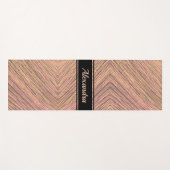 モダンエレガント金ゴールドパーソナライズされたグリッターストライプ ヨガマット (正面(横))