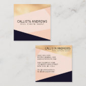 モダンエレガント金ゴールドピンク海軍の幾何学模様 スクエア名刺 (正面/裏面)