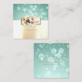 モダンエレガント金ゴールドフェイク,《写真》ぼけ味，花 スクエア名刺 (正面/裏面)