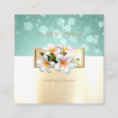 モダンエレガント金ゴールドフェイク,《写真》ぼけ味，花 スクエア名刺 (正面)