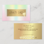 モダンエレガント金ゴールドフレームハート虹色 ロイヤリティカード (正面/裏面)