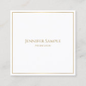 モダンエレガント金ゴールドフレーム文字白テンプレート スクエア名刺 (正面)