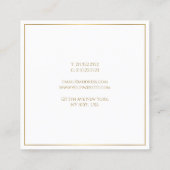 モダンエレガント金ゴールドフレーム文字白テンプレート スクエア名刺 (裏面)