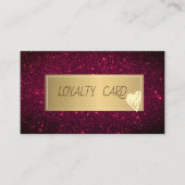 モダンエレガント金ゴールドフレーム、ハート赤グリッター ロイヤリティカード (正面)