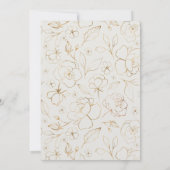 モダンエレガント金ゴールドフローラ結婚ミニマル 招待状 (裏面)