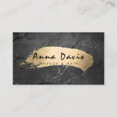 モダンエレガント金ゴールドブラッシュストロークメイクアップ 名刺 (正面)