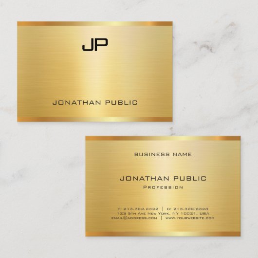 モダンエレガント金ゴールドプロフェッショナルテンプレート 名刺 (正面/裏面)