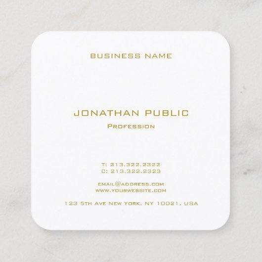 モダンエレガント金ゴールドモノグラムのテンプレート スクエア名刺 (裏面)