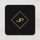 モダンエレガント金ゴールドモノグラムのテンプレート スクエア名刺 (正面)