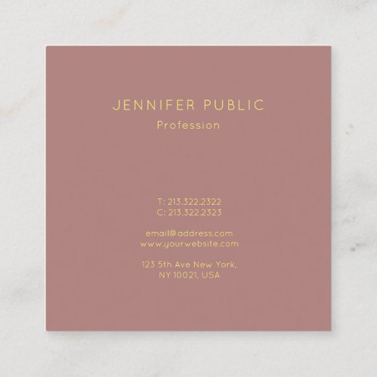 モダンエレガント金ゴールドモノグラムのデザインテンプレート スクエア名刺 (裏面)