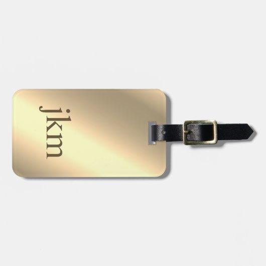 モダンエレガント金ゴールドモノグラムの名 ラゲッジタグ (正面横)