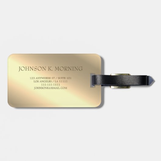 モダンエレガント金ゴールドモノグラムの名 ラゲッジタグ (裏面横)