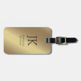 モダンエレガント金ゴールドモノグラムの名 ラゲッジタグ