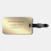 モダンエレガント金ゴールドモノグラムの名 ラゲッジタグ (裏面横)