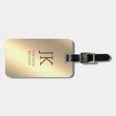 モダンエレガント金ゴールドモノグラムの名 ラゲッジタグ (正面横)