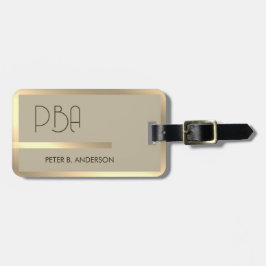 モダンエレガント金ゴールドモノグラムの名 ラゲッジタグ