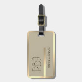 モダンエレガント金ゴールドモノグラムの名 ラゲッジタグ (正面縦)