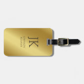 モダンエレガント金ゴールドモノグラムの名 ラゲッジタグ (正面横)