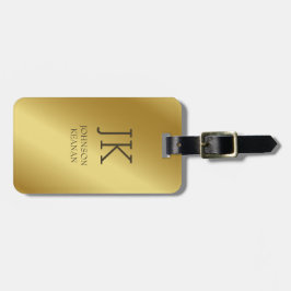 モダンエレガント金ゴールドモノグラムの名 ラゲッジタグ