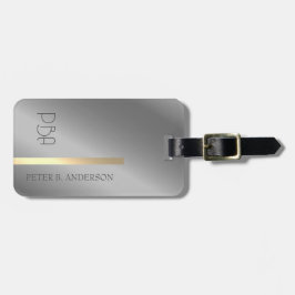 モダンエレガント金ゴールドモノグラムの名 ラゲッジタグ