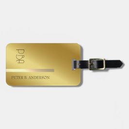 モダンエレガント金ゴールドモノグラムの名 ラゲッジタグ