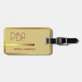 モダンエレガント金ゴールドモノグラムの名 ラゲッジタグ