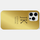 モダンエレガント金ゴールドモノグラムの名 Case-Mate iPhoneケース (裏面 (横))