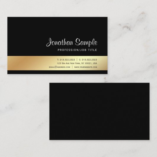 モダンエレガント金ゴールドルックプロフェッショナルデザイン 名刺 (正面/裏面)