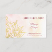モダンエレガント金ゴールドロータスバラホワイト 予約カード (裏面)