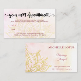 モダンエレガント金ゴールドロータスバラホワイト 予約カード