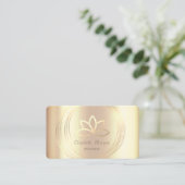 モダンエレガント金ゴールド円金ゴールドロータス 名刺 (スタンド正面)