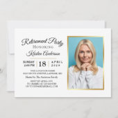 モダンエレガント金ゴールド写真の退職パーティー 招待状 (正面)