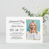 モダンエレガント金ゴールド写真の退職パーティー 招待状 (スタンド正面)